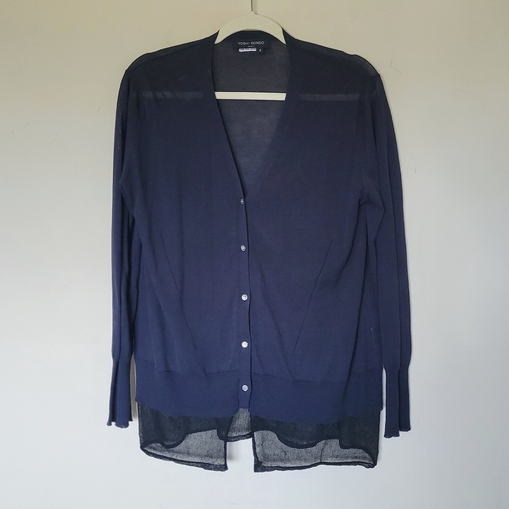 YOSHI KONDO‎ Japense Yarn Frill Cardigan in Navy